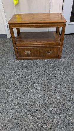 Vintage Asian-Style Wood  End Table TV Stand with Drawer