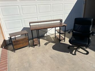 Office table, chair and table.