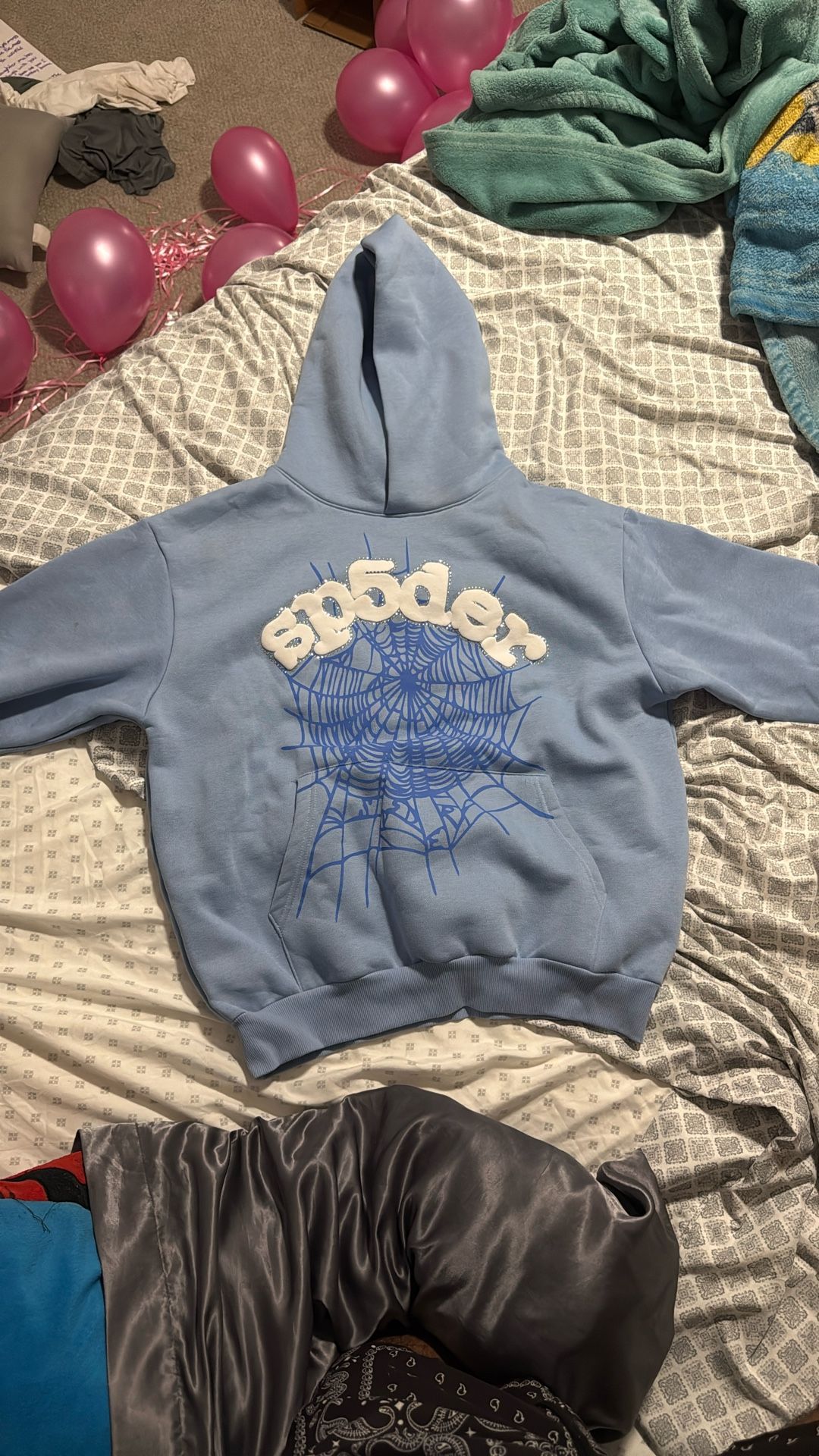 BABY BLUE SPIDER HOODIE