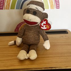 SOCK THE SOCK MONKEY BY TY - 9 1/2 Brand New Plush With Tag