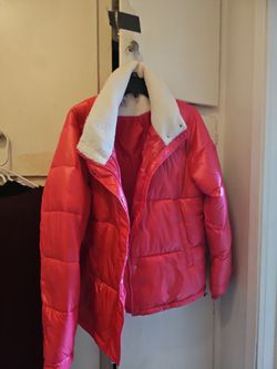 Koolaburra by UGG Sherpa Trim Puffer Jacket Coat Bright Pink