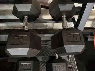 75 LB Hex Rubber Dumbbell