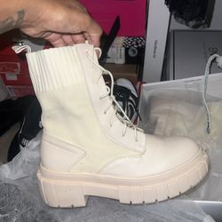 Cream Combat Boots