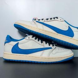 🔥 Travis Scott x Fragment Jordan 1 Low – Sail Military Blue 🔥