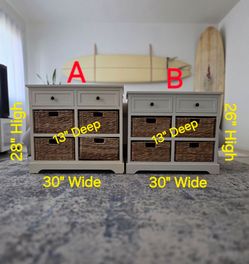 Drawers with Rattan Baskets