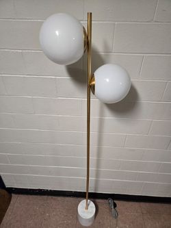 JONATHAN Y Brass 2-Globe Floor Lamp - Marble Base
