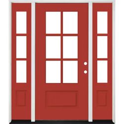 36x80 Fiberglass Prehung Front Door With Sidelites 