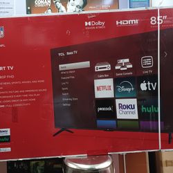 Best Deals.  85" Screen Led Smart 4k By TCL With Roku Streaming.  Endless Entertainment 