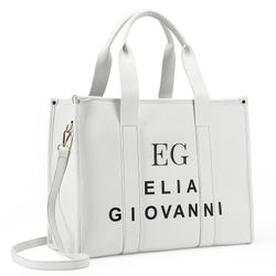 White Leather Large Tote Bag plus Dust Bag by Elia Giovanni
