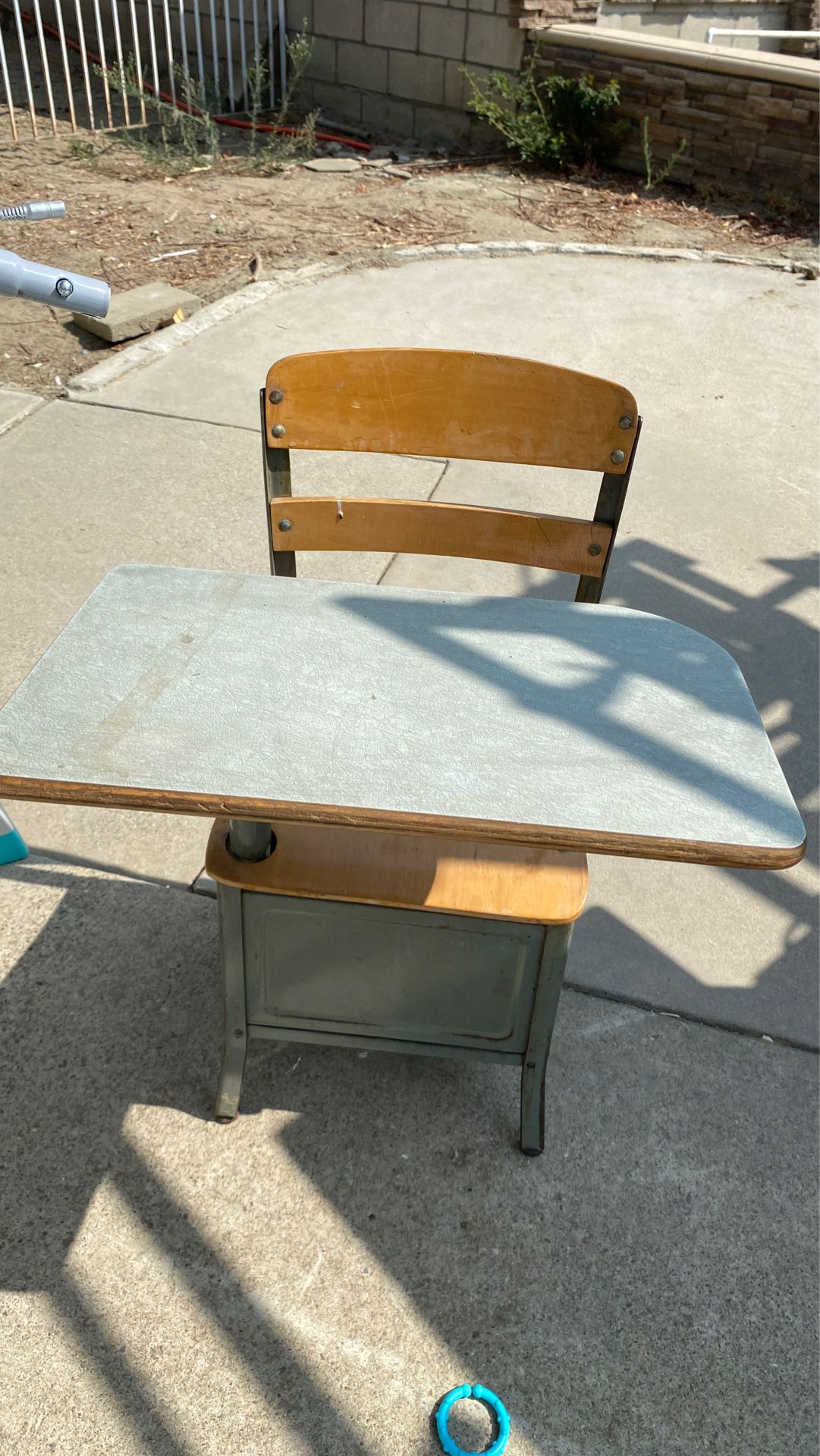 FREE: Antique school desk; great for home schooling