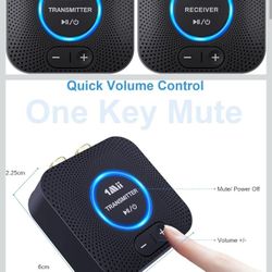 1Mii 2.4GHz Wireless Audio Transmitter Receiver Set for TV, 260Ft/80M Long Range 25ms Low Latency with AUX RCA in/Out,Wireless Audio Adapter for TV PC