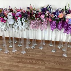 Set of 23- Tall Wedding Vases - 31.5”- with Cascading Flowers
