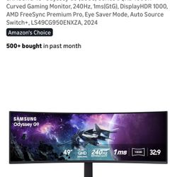 SAMSUNG 49" Odyssey G9 (G95C) Series DQHD 1000R Curved Gaming Monitor,
