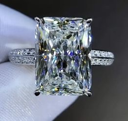 4CT Moissanite Silver Engagement Ring Size 7