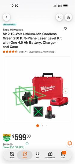 Milwaukee M12 3-Plane Green Laser Level Kit