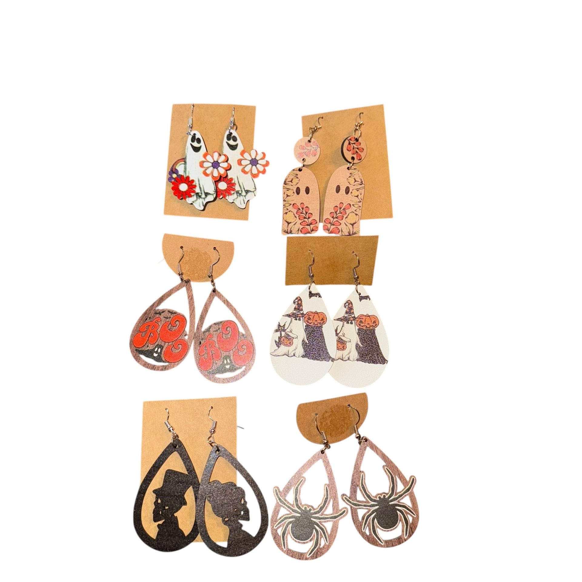 Fall/Halloween Earrings Lot of 6 Pairs New Pierced Earrings Halloween Earrings   Brand new. Halloween and Fall themed. For pierced ears. Variety of si