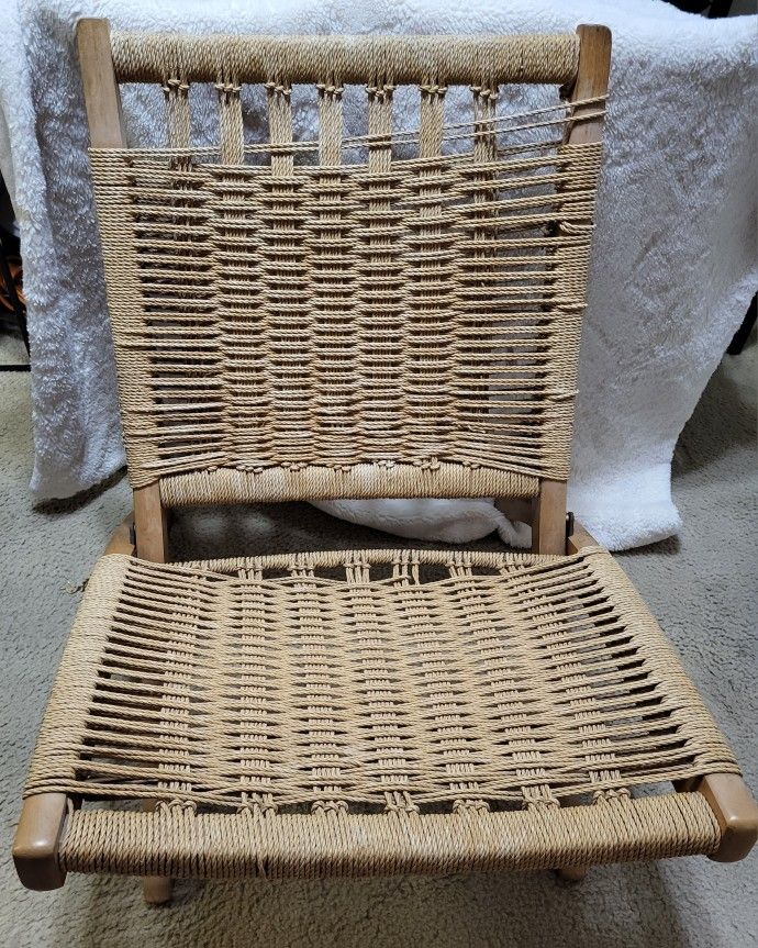 Mid-Century Modern Danish Folding Rope Chair BOHO

