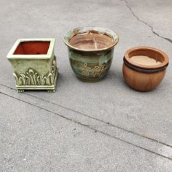 3 Ceramic Plant/Flower Pots - $4 Each/$10 For All