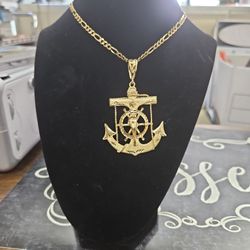 14k Gold Cross Pendant With Chain  It Weights 30 Grams $2'500