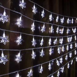 AWQ 100 LED 49 FT Christmas Lights Snowflake String Lights Plug in Fairy Lights 8 Modes Waterproof Extendable for Indoor Outdoor Wedding Birthday Chri