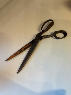 Antique 12” Forged Steel Tailor’s Shears – Primitive Industrial Scissors