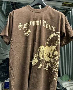 Official SPEARMINT RHINO Chocolate T-Shirt Cream Trademark 🦏 + Skull 💀 Graphic - Anvil 100% Pre Shrunk Cotton - Never worn, Like NEW! -Large (L)