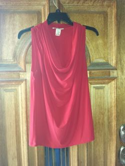 Red sleeveless blouse