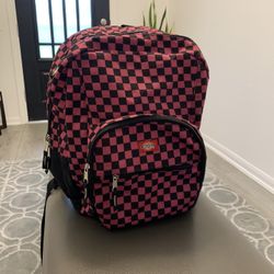 Pink And Black Checkered Dickies Backpack