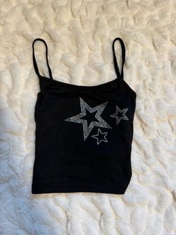 Black Rhinestone Star Cami Tank Top