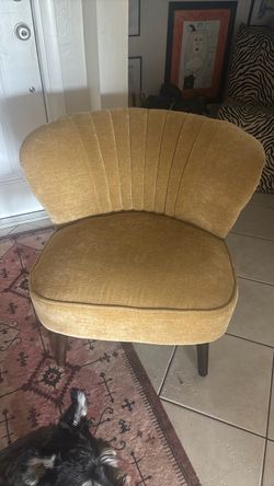 Gold Velvet Channel-Back Accent Chair