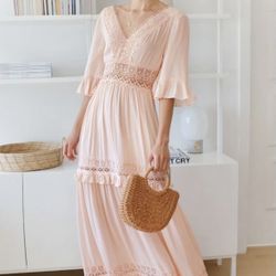 Pink Bell Sleeve Dress Size large 