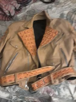 leather jacket with croc