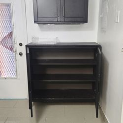 Dark Wood Grain Storage Cabinet