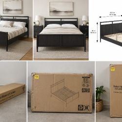 Queen Bed Frame Charcoal Platform Bed New in Box