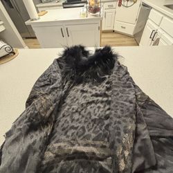 Women’s Black Shawl And Furry Purse. Both for $10
