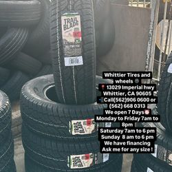 SET OF NEW TIRES265/70R17 ATTURO AT , INCLUDING MOUNTING AND BALANCING. ASK ME FOR ANY SIZE OR BRAND, WE HAVE THE BEST PRICES OF CALIFORNIA