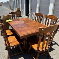 Dining table and chairs.