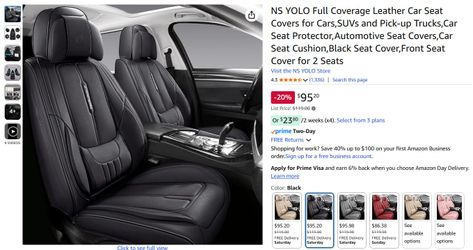 *NEW* NS YOLO PU Leather *2 Front* Universal Full Wrap Car Seat Covers Black