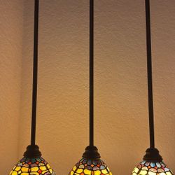 Vintage 3 Light Tiffany Style Hanging Lamps
