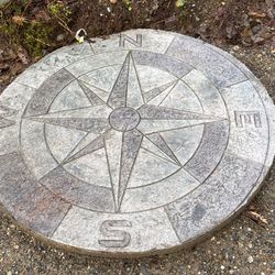 Compass Rose, Solid Concrete, 4 Foot Diameter