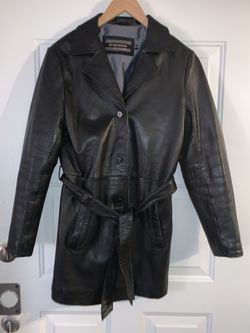 Black Leather Coat Like New Very Nicely Made In India
