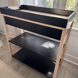 Baby Changing Table In Matte Black Vintage Oak