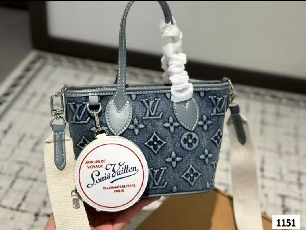 LV Neverfull BB Denim Tote Bag