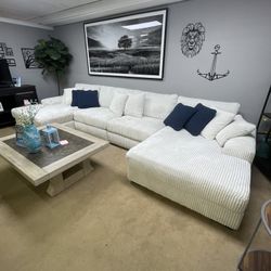 Corduroy U Shape Double Chaise 4-piece Sectional