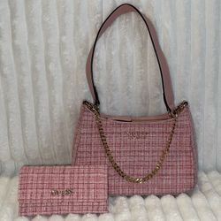 Pink GUESS purse and wallet