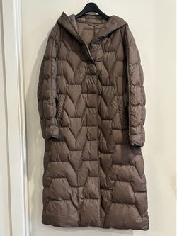 Women’s Hooded Long Down Puffer Coat | Duck Down | Brown
