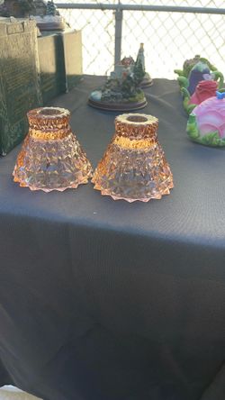 Vintage Rose Colored Candlestick Holders