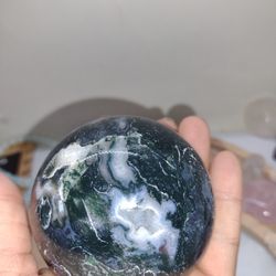 70mm Moss Agate Sphere Over 1lb