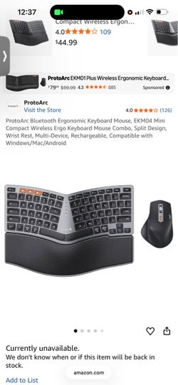 ProtoArc EKM04 Wireless Ergonomic Keyboard and Mouse Combo