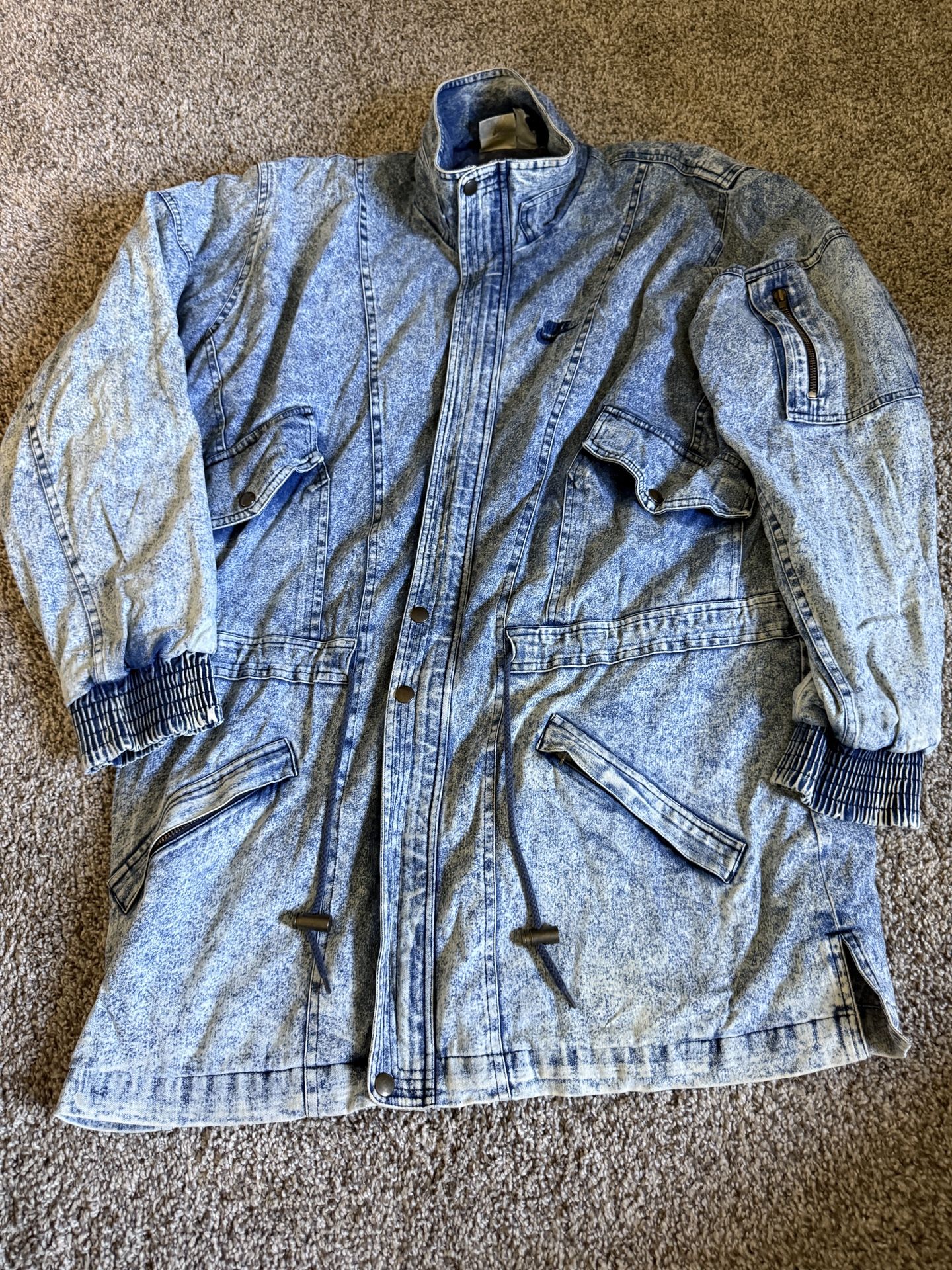 90s acid denim wash nike force basketball jacket 